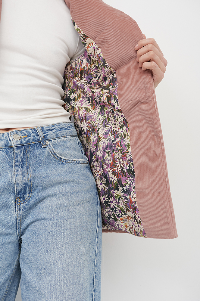 Жакет стьобаний вельвет рожевий (ЖА 17)